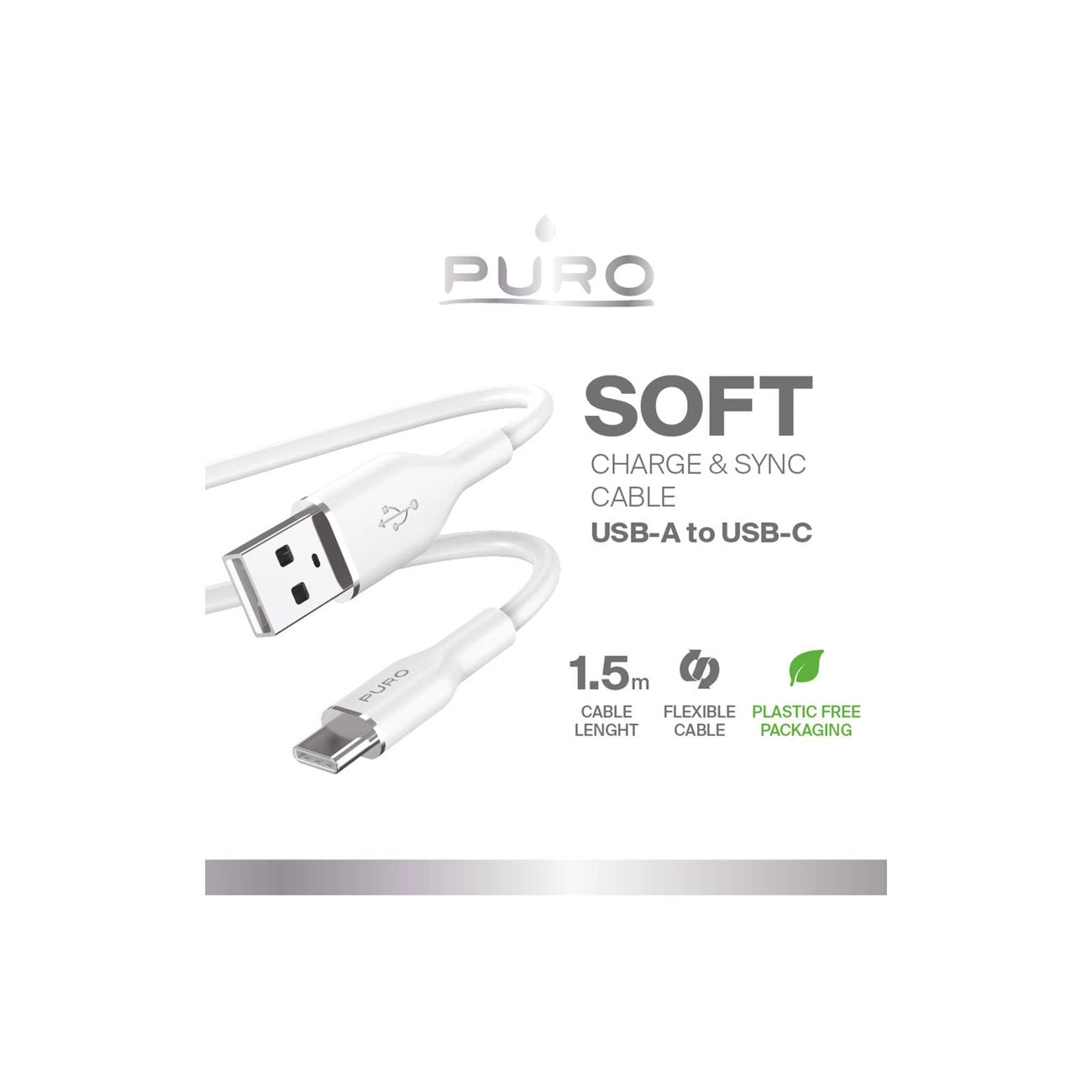 Puro Soft USB-A - USB-C Cable 1.5m - White_1
