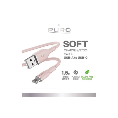 Puro Soft USB-A - USB-C Cable 1.5m - Pink_1