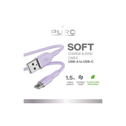 Puro Soft USB-A - USB-C Cable 1.5m - Purple_1