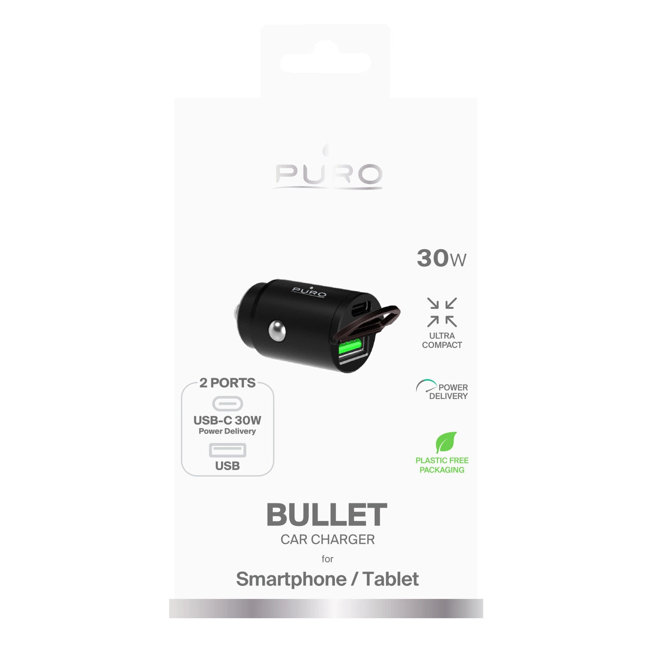Puro Mini 30W Power Delivery USB-C USB-A Car Charger - Black_1