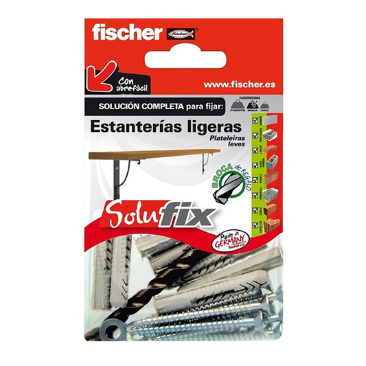 Kit fixaÃ§Ã£o prateleiras leves 502685 solufix fischer_0