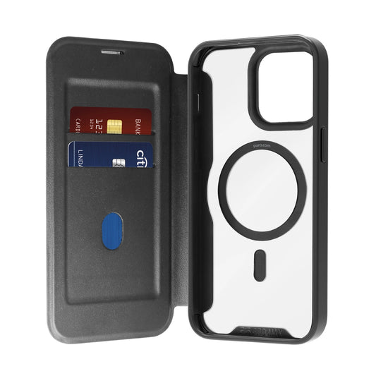 Puro Book Mag MagSafe Leather Case with Flap and Card Slot for iPhone 16 Pro Max - Black_0