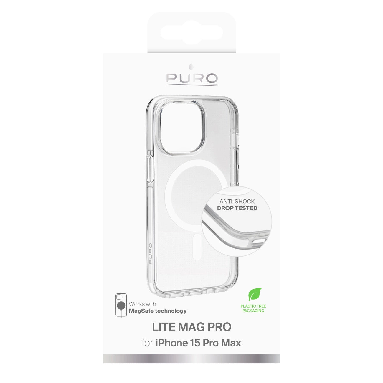 Puro Lite Mag Pro MagSafe Silicone Case for iPhone 15 Pro Max - Transparent_1
