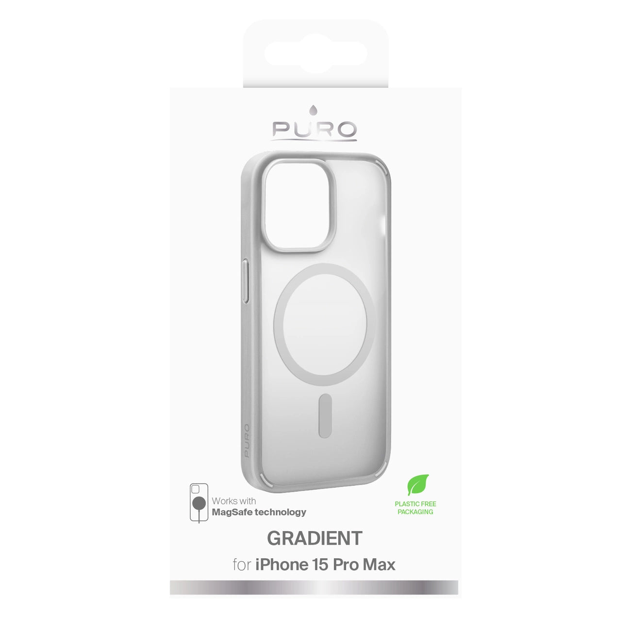 Puro Gradient MagSafe Silicone Case for iPhone 15 Pro Max - Silver_1