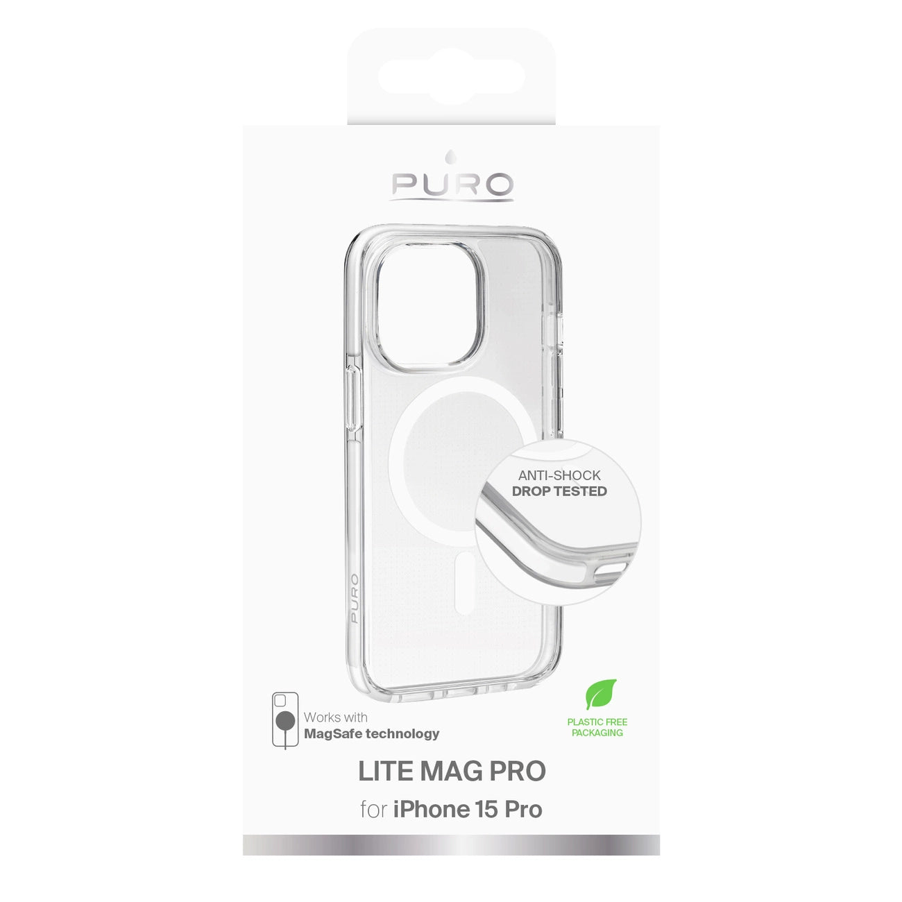 Puro Cover in PC+TPU+TPE with integrated magnets "LITE MAG PRO" for iPhone 15 Pro, white color_1