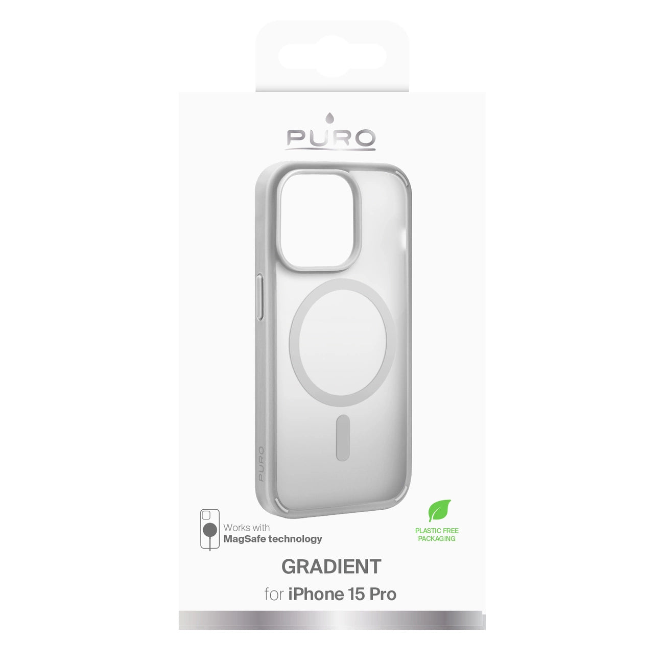 Puro Gradient MagSafe Silicone Case for iPhone 15 Pro - Silver_1