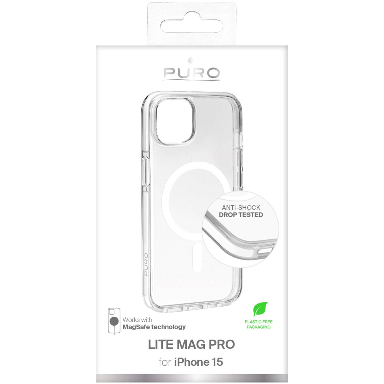 Puro Lite Mag Pro MagSafe Silicone Case for iPhone 15 - Transparent_1