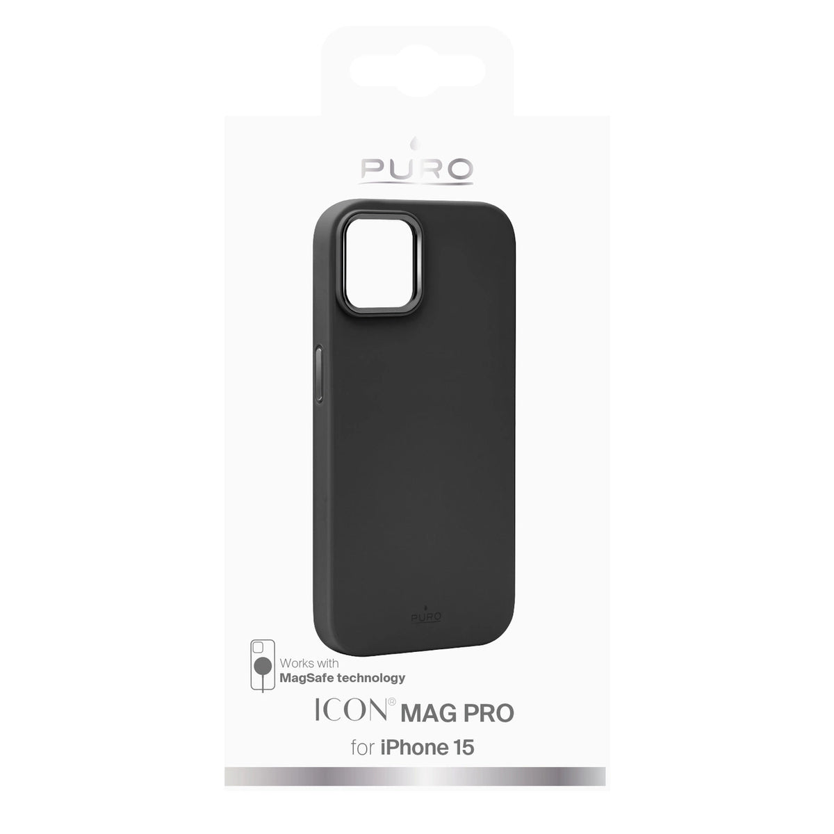 Puro Icon Mag Pro MagSafe Silicone Case for iPhone 15 - Black_1