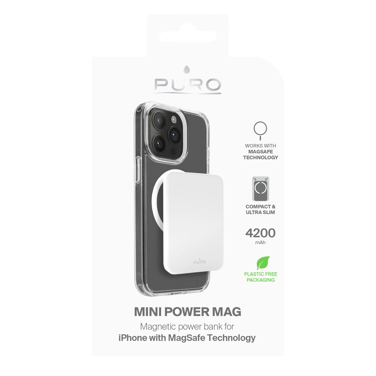 Puro Slim Power Mag 4200mAh Power Bank with MagSafe USB-C - White_1