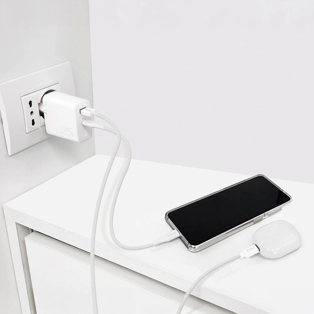 Puro 25W Power Delivery USB-A USB-C Wall Charger - White_1