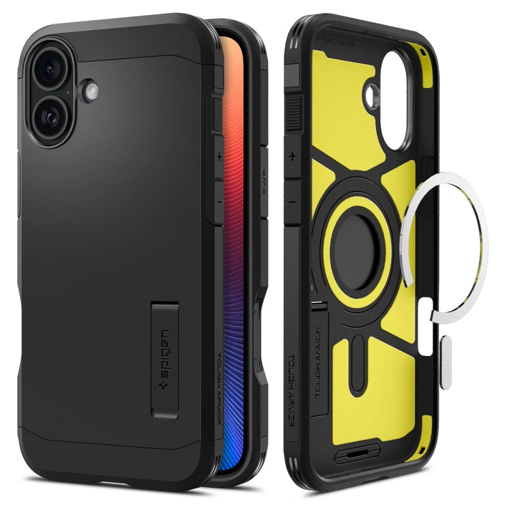 Spigen Tough Armor MagSafe case with stand for iPhone 16 - black_0