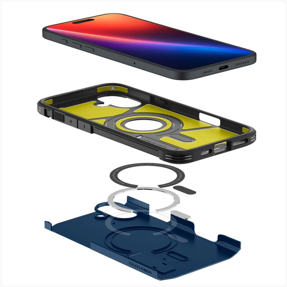 Spigen Tough Armor MagSafe case with stand for iPhone 16 - blue_9