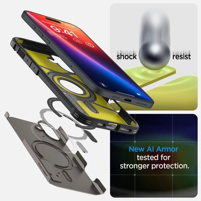 Spigen Tough Armor MagSafe case with stand for iPhone 16 - gunmetal_11