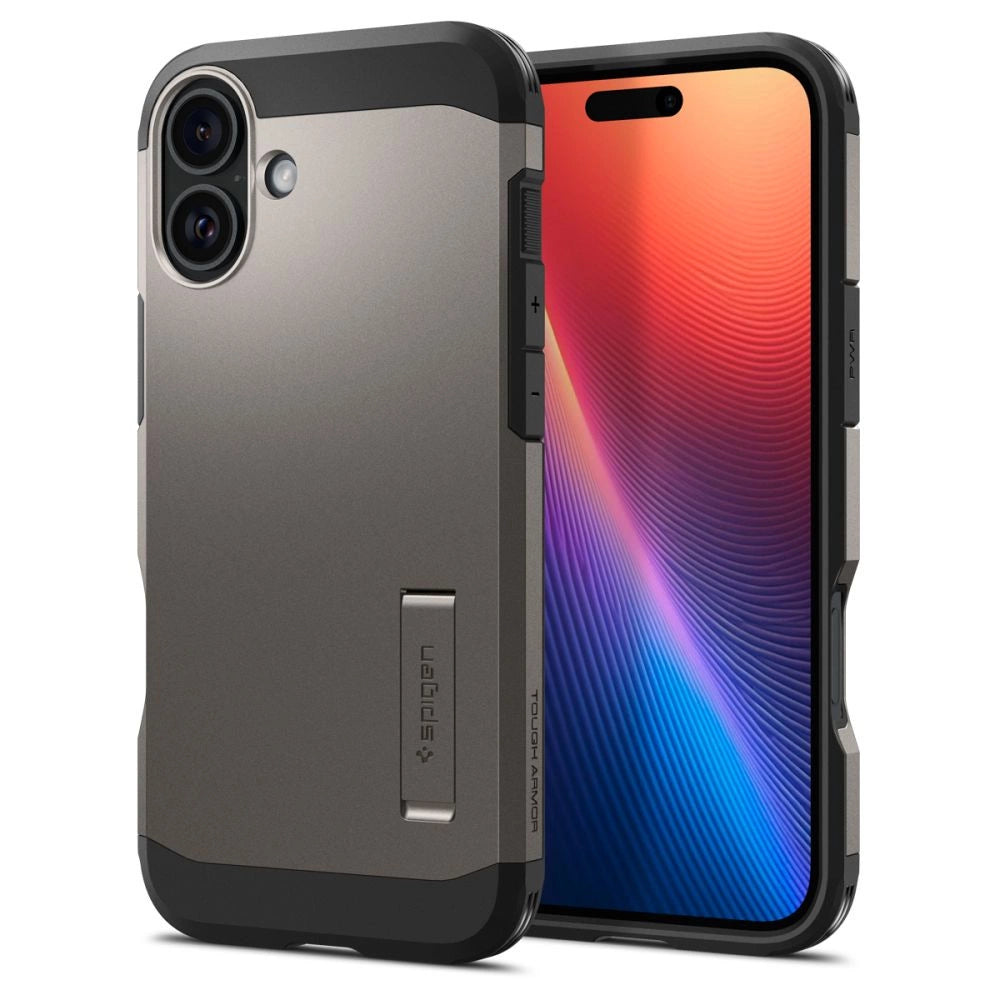 Spigen Tough Armor MagSafe case with stand for iPhone 16 - gunmetal_1