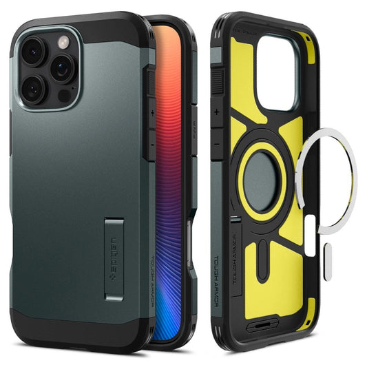 Spigen Tough Armor MagSafe Case with Stand for iPhone 16 Pro - Green_0