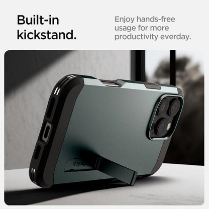 Spigen Tough Armor MagSafe Case with Stand for iPhone 16 Pro - Green_9