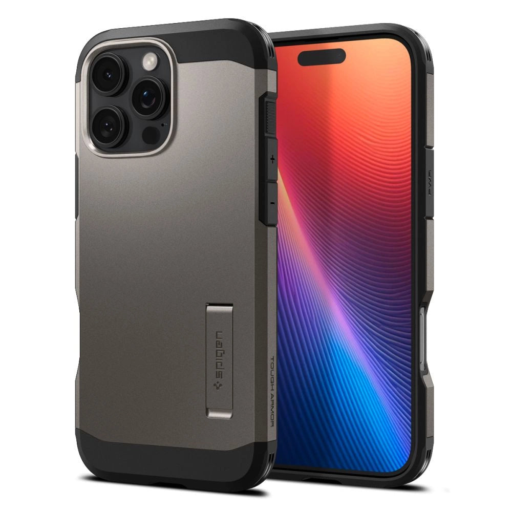 Spigen Tough Armor MagSafe case with stand for iPhone 16 Pro - gunmetal_1