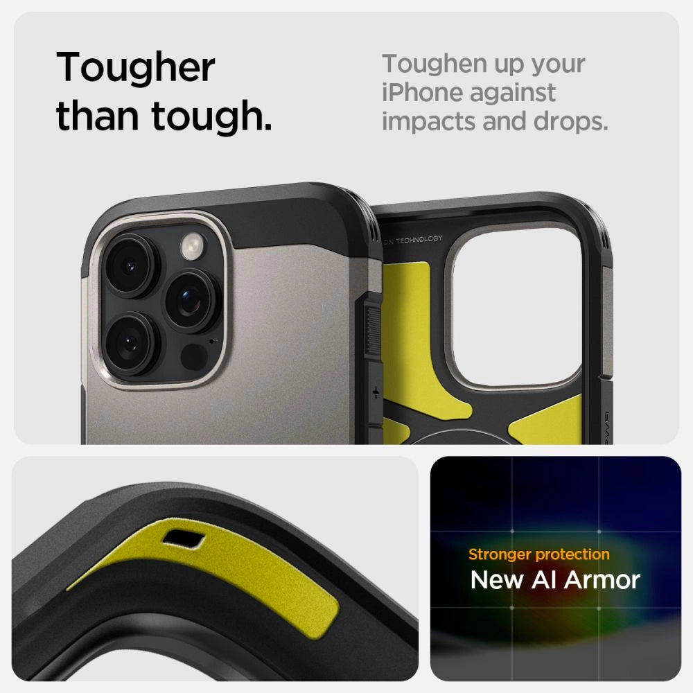 Spigen Tough Armor MagSafe case with stand for iPhone 16 Pro - gunmetal_8