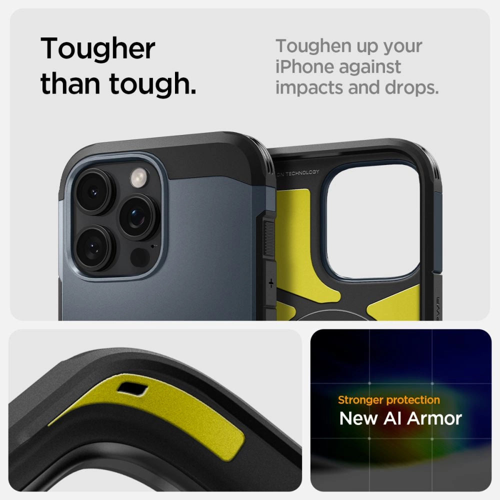 Spigen Tough Armor MagSafe Case with Stand for iPhone 16 Pro Max - Dark Gray_8