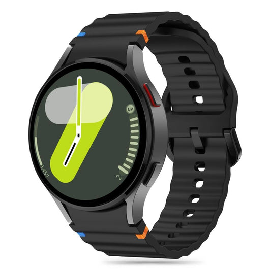 Tech-Protect Silicone Sport Strap for Samsung Galaxy Watch 4 / 5 / 5 Pro / 6 / 7 / FE - Black_0