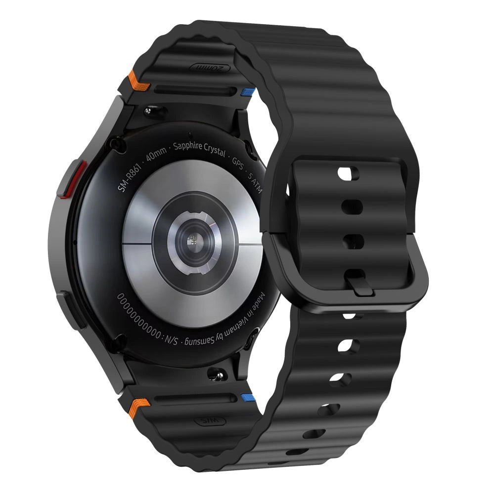 Tech-Protect Silicone Sport Strap for Samsung Galaxy Watch 4 / 5 / 5 Pro / 6 / 7 / FE - Black_1