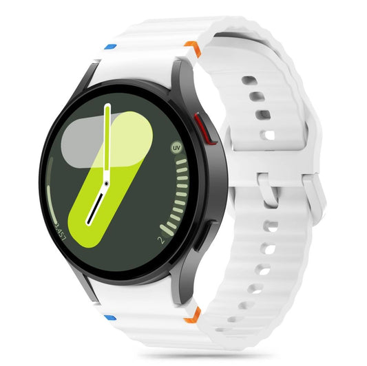 Tech-Protect Silicone Sport Strap for Samsung Galaxy Watch 4 / 5 / 5 Pro / 6 / 7 / FE - White_0