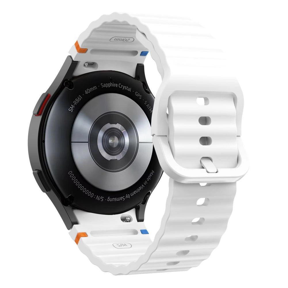 Tech-Protect Silicone Sport Strap for Samsung Galaxy Watch 4 / 5 / 5 Pro / 6 / 7 / FE - White_1