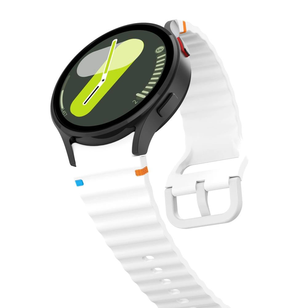 Tech-Protect Silicone Sport Strap for Samsung Galaxy Watch 4 / 5 / 5 Pro / 6 / 7 / FE - White_2