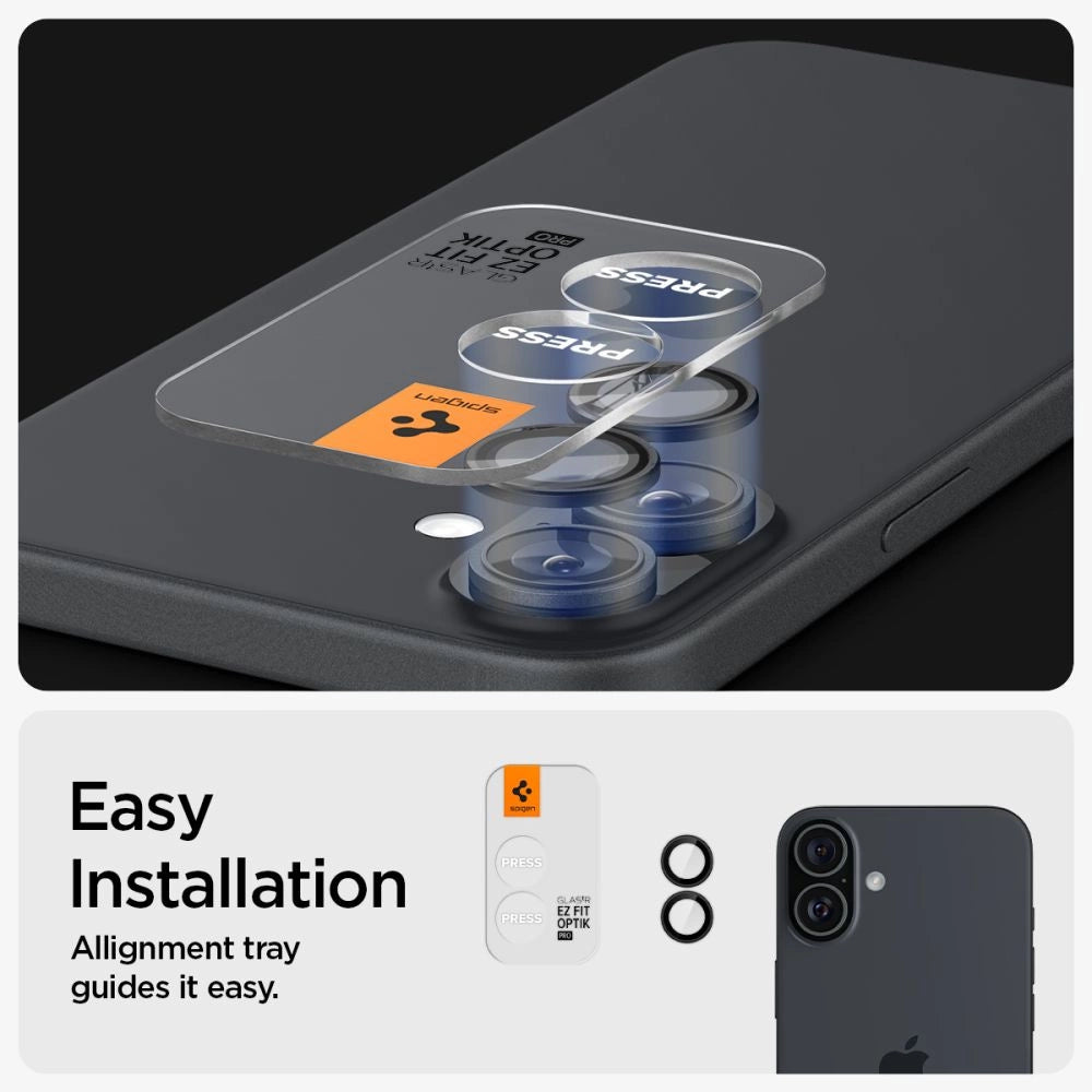 Tempered Glass for Spigen Glass tR EZ Fit Optik Pro for iPhone 16 Plus Camera (2 pcs.) - Black_6