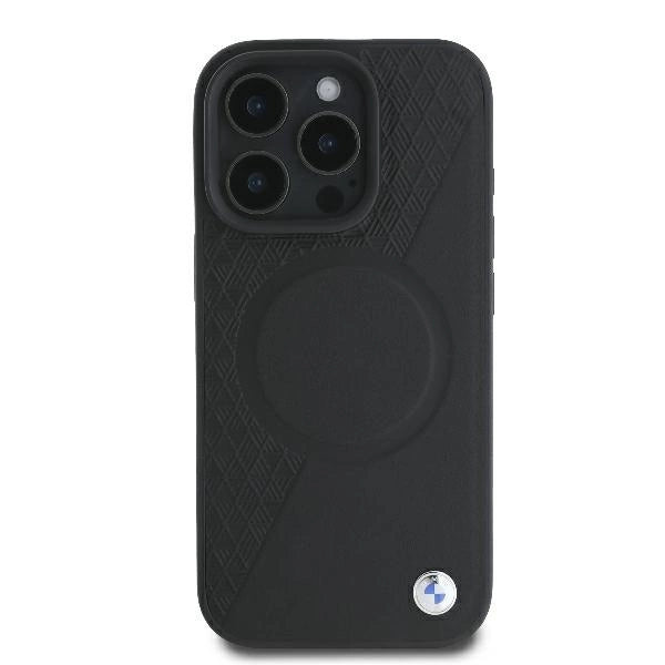 BMW Signature Leather Half Textured &amp; Circle MagSafe case for iPhone 16 Pro - black_2
