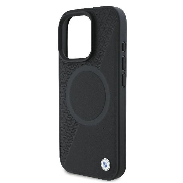 BMW Signature Leather Half Textured &amp; Circle MagSafe case for iPhone 16 Pro - black_5