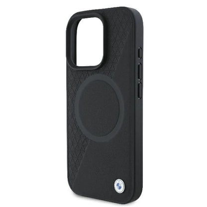 BMW Signature Leather Half Textured &amp; Circle MagSafe case for iPhone 16 Pro - black_5