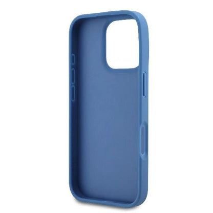Guess Leather Metal Logo Strass Crossbody Case for iPhone 16 Pro - Blue_6