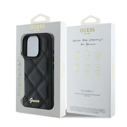 Guess Quilted Metal Logo iPhone 16 Pro Case - Black_7