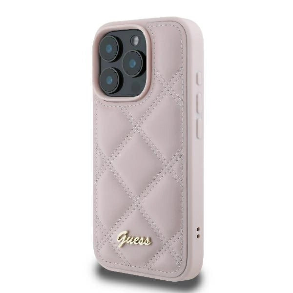 Guess Quilted Metal Logo iPhone 16 Pro Case - Pink_1