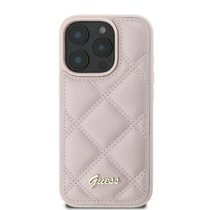 Guess Quilted Metal Logo iPhone 16 Pro Case - Pink_2