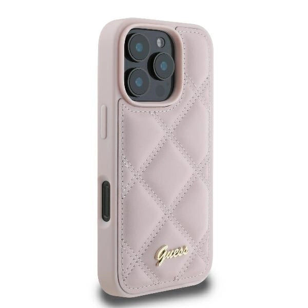 Guess Quilted Metal Logo iPhone 16 Pro Case - Pink_3