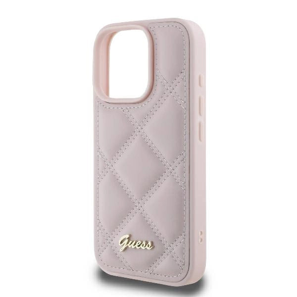 Guess Quilted Metal Logo iPhone 16 Pro Case - Pink_5