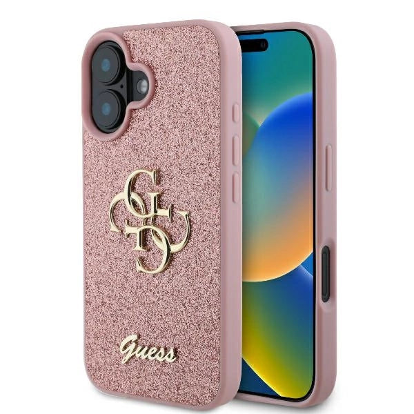 Guess Fixed Glitter Big 4G iPhone 16 Case - Pink_0
