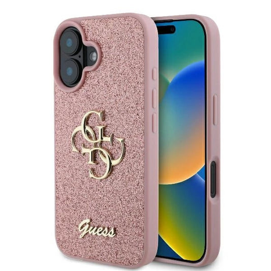 Guess Fixed Glitter Big 4G iPhone 16 Case - Pink_0