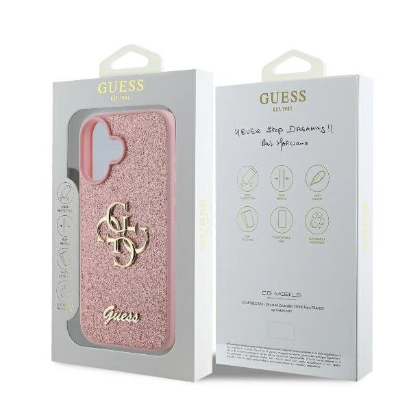 Guess Fixed Glitter Big 4G iPhone 16 Case - Pink_7