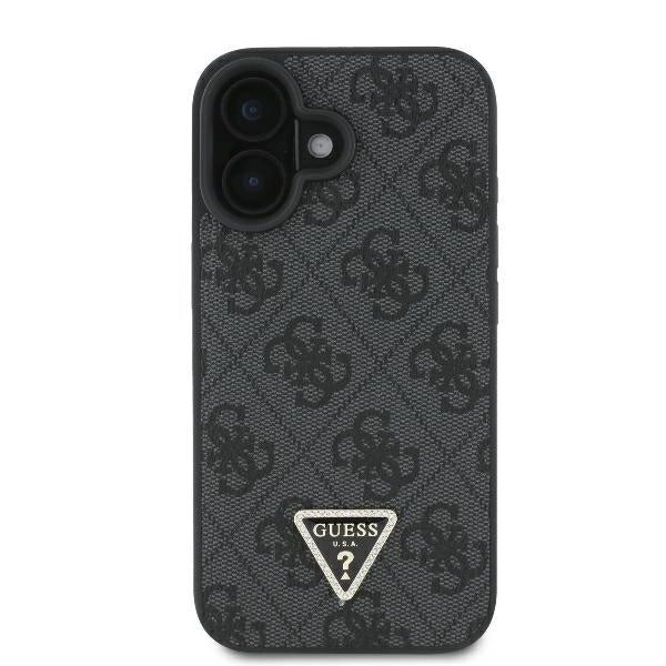 Guess Leather Metal Logo Strass Crossbody Case for iPhone 16 - Black_2