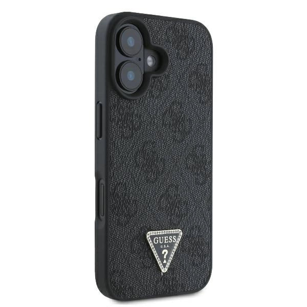 Guess Leather Metal Logo Strass Crossbody Case for iPhone 16 - Black_3