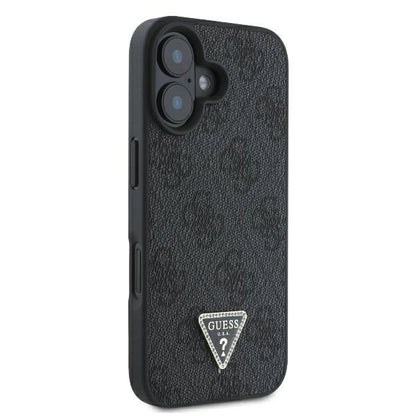Guess Leather Metal Logo Strass Crossbody Case for iPhone 16 - Black_3