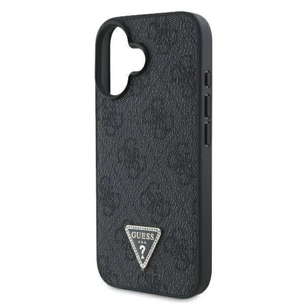 Guess Leather Metal Logo Strass Crossbody Case for iPhone 16 - Black_5