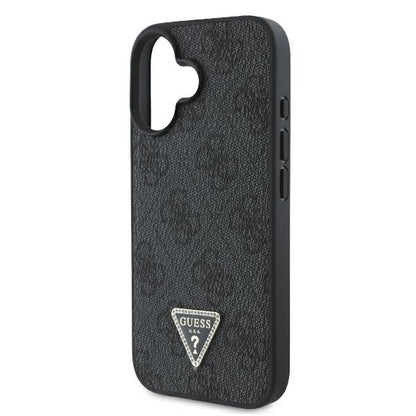 Guess Leather Metal Logo Strass Crossbody Case for iPhone 16 - Black_5