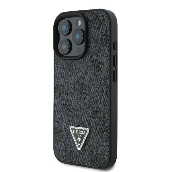 Guess Leather 4G Triangle Strass MagSafe Case for iPhone 16 Pro Max - Black_1