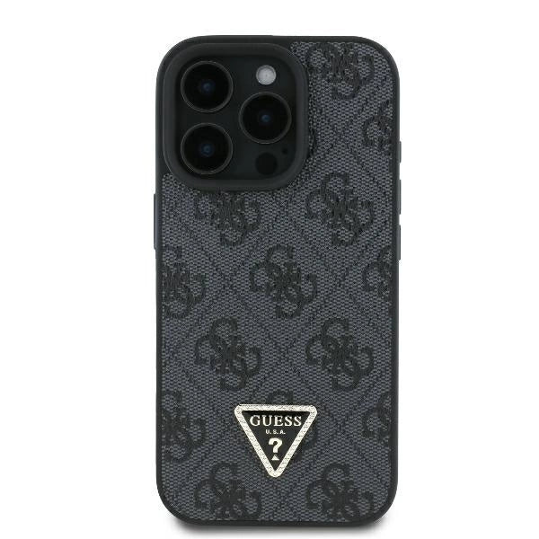 Guess Leather 4G Triangle Strass MagSafe Case for iPhone 16 Pro Max - Black_2