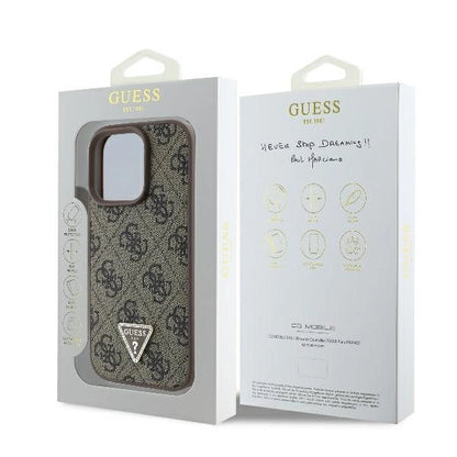 Guess Leather 4G Triangle Strass MagSafe Case for iPhone 16 Pro Max - Brown_7