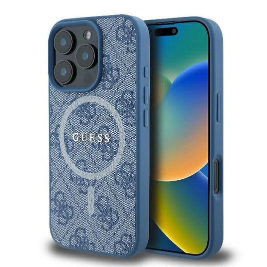 Guess 4G Ring Classic Logo MagSafe iPhone 16 Pro Case - Blue_0